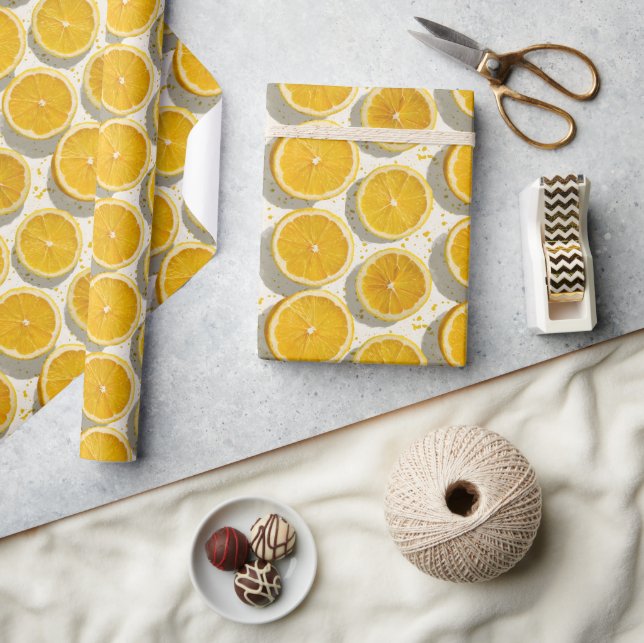 Sun-Drenched Orange Slice Pattern Wrapping Paper (Crafts)