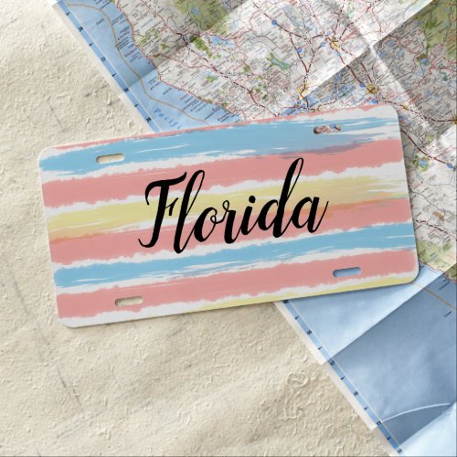 Sun Drenched Pink Blue Yellow Personalized License Plate