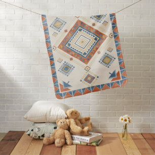 Sun-Drenched Terracotta and Blue Desert Kilim Baby Blanket