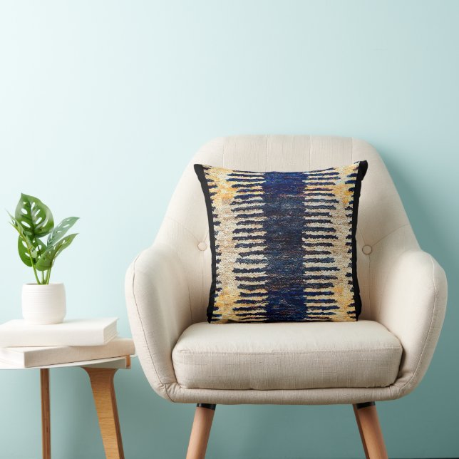 Sun‑Dried Black & Tan Afrocentric Mud Cloth Throw Pillow (Chair)