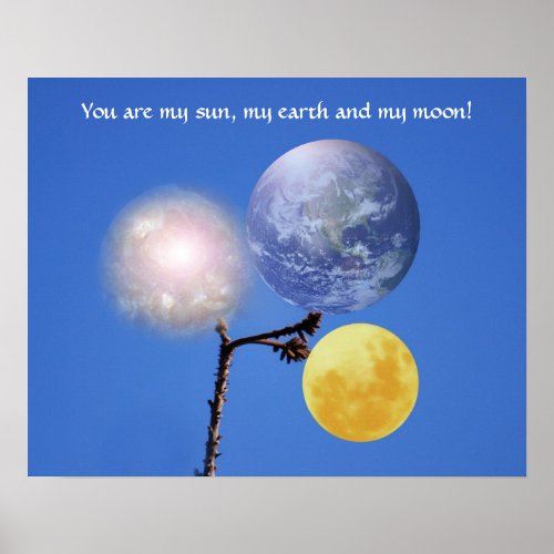 Sun earth and moon poster