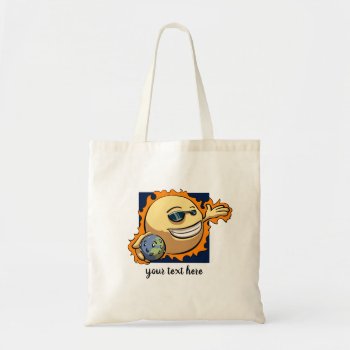 Sun & Earth Global Warming Climate Change Cartoon Tote Bag by NoodleWings at Zazzle