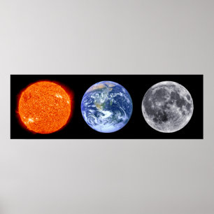 Sun, Earth, & Moon Poster