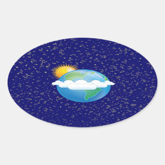 Sun & Earth - Oval Sticker