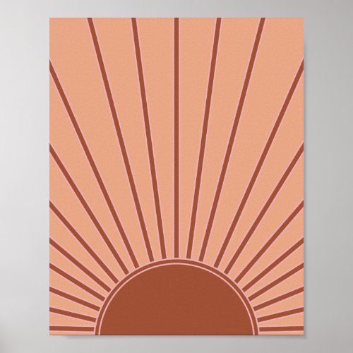 Sun Earth Tones Sunrise Brown Rust Retro Sunshine Poster