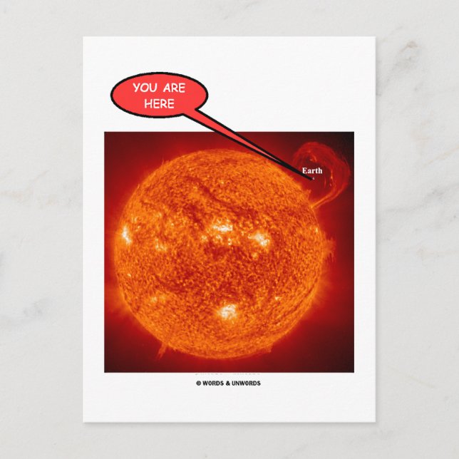 Sun Earth You Are Here (Astronomy Humor) Postcard (Front)