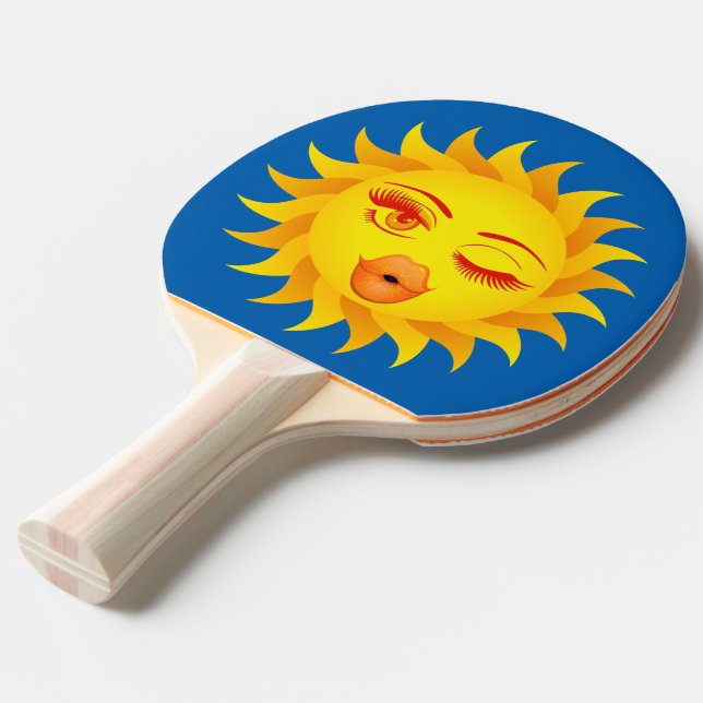 Sun emoji Ping-Pong paddle (Front Angle)