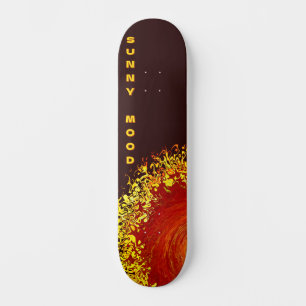 Sun explosion yellow orange brown abstract custom skateboard