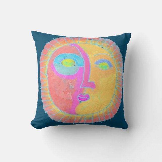 Sun Face Abstract Art Decorative Throw Pillow (Front)