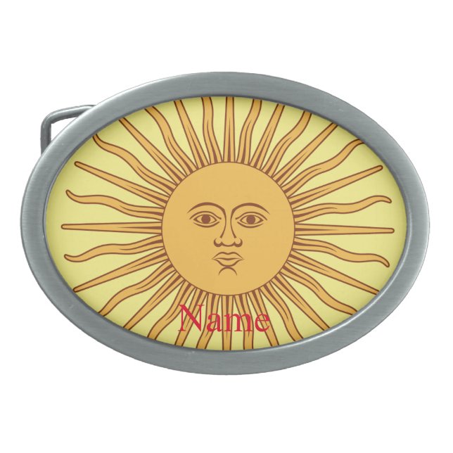 Sun face Art Illustration Thunder_Cove   Belt Buckle (Front)