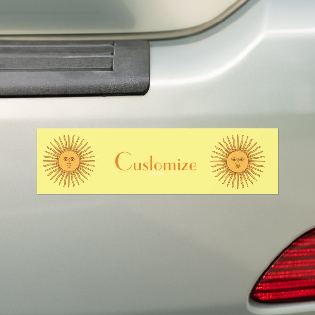 Sun face Art Illustration Thunder_Cove Bumper Sticker (On Car)
