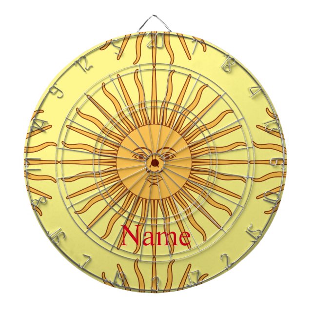 Sun face Art Illustration Thunder_Cove  Dart Board (Front)