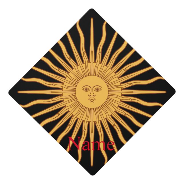 Sun face Art Illustration Thunder_Cove Graduation Cap Topper (Front)