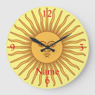 Sun face Art Illustration Thunder_Cove  Large Clock