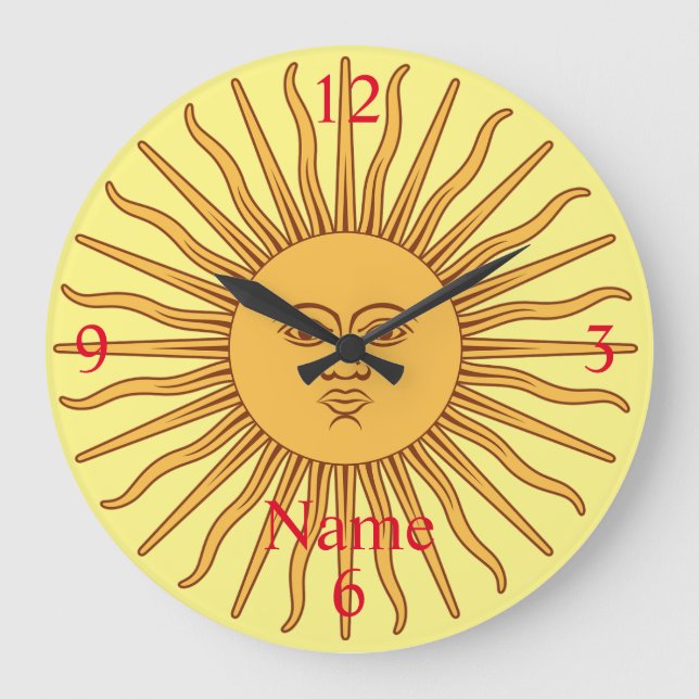 Sun face Art Illustration Thunder_Cove  Large Clock (Front)