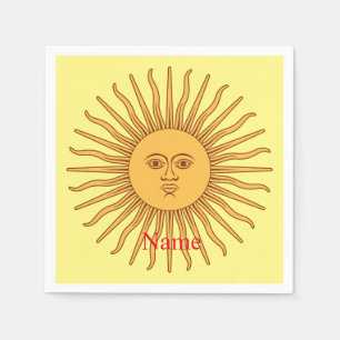 Sun face Art Illustration Thunder_Cove Napkins
