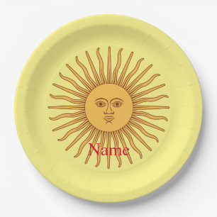 Sun face Art Illustration Thunder_Cove Paper Plates