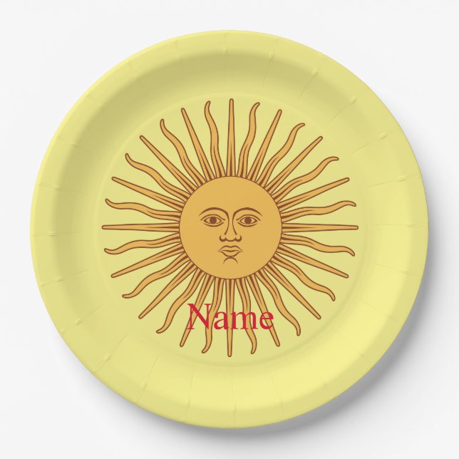 Sun face Art Illustration Thunder_Cove  Paper Plates (Front)