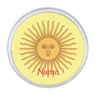 Sun face Art Illustration Thunder_Cove Silver Finish Lapel Pin