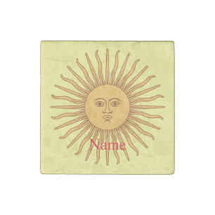 Sun face Art Illustration Thunder_Cove Stone Magnet