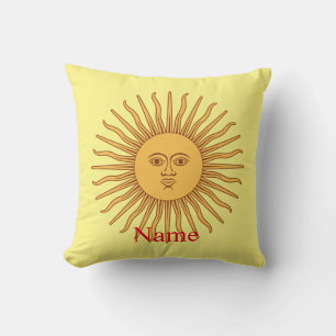 Sun face Art Illustration Thunder_Cove Throw Pillow