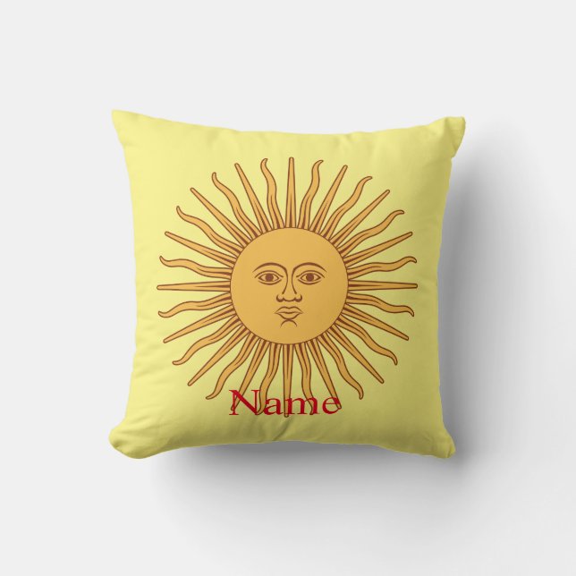 Sun face Art Illustration Thunder_Cove Throw Pillow (Front)