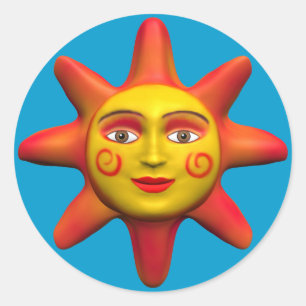 Sun face classic round sticker