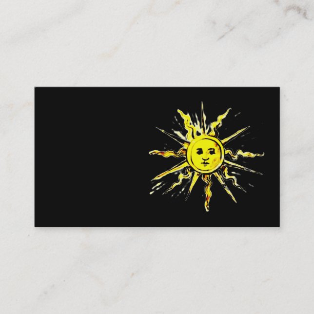 sun face - lost book of nostradamus business card (Front)