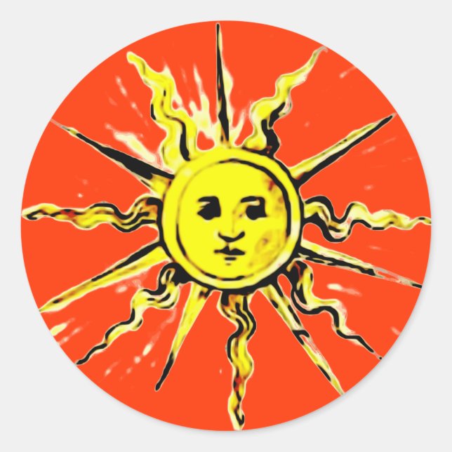 sun face - lost book of nostradamus classic round sticker (Front)