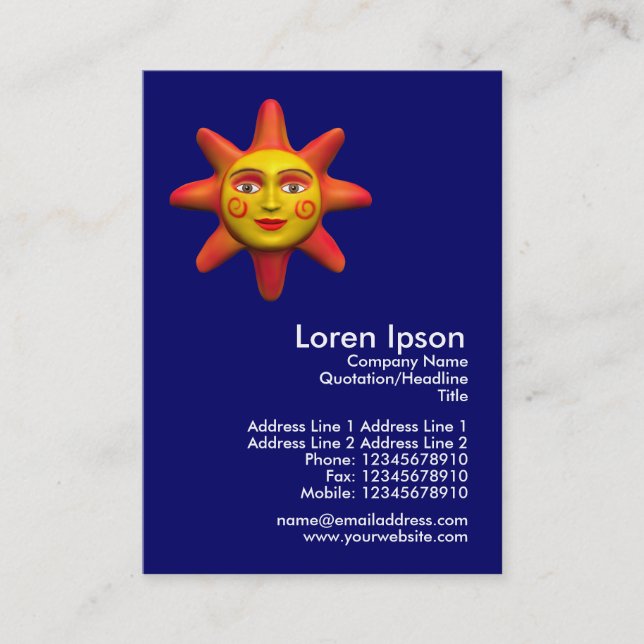 Sun Face Mini Photo Business Card (Front)