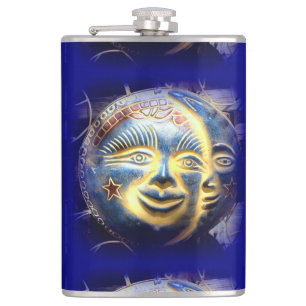 sun face/ moon face flask