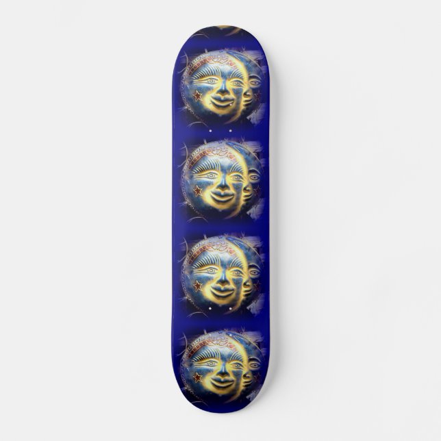 sun face/ moon face skateboard deck (Front)
