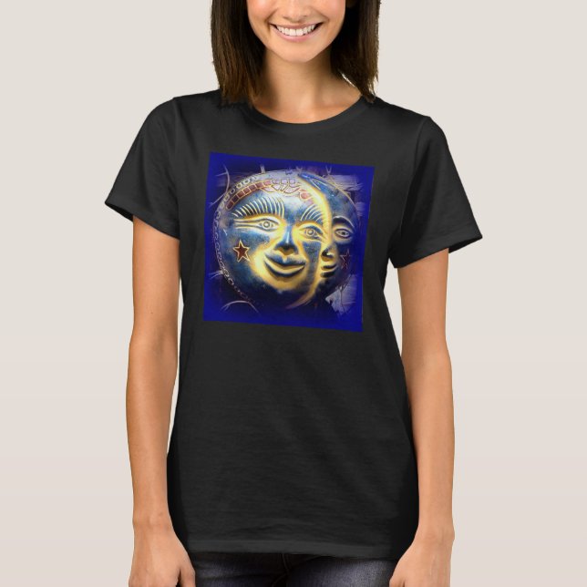 sun face moon face t-shirt (Front)