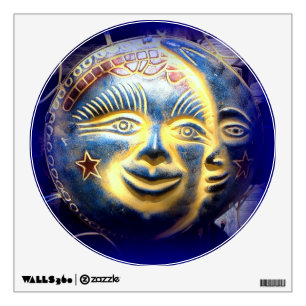 sun face moon face wall decal