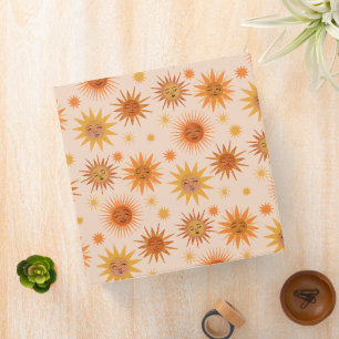 Sun Face Orange Watercolor Illustration 3 Ring Binder