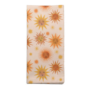 Sun Face Orange Watercolor Illustration Cloth Napkin