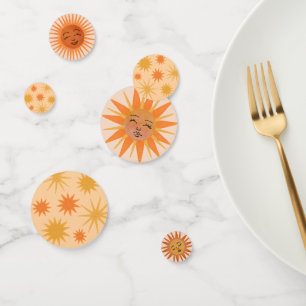 Sun Face Orange Watercolor Illustration Confetti