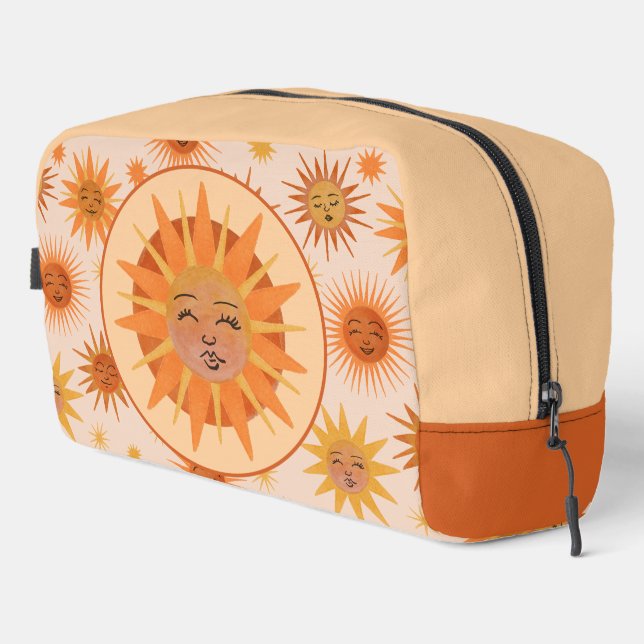 Sun Face Orange Watercolor Illustration Dopp Kit (Right Corner)