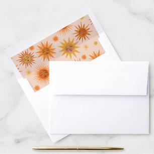 Sun Face Orange Watercolor Illustration Envelope Liner
