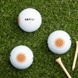 Sun Face Orange Watercolor Illustration Golf Balls