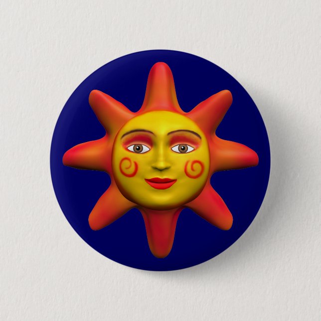 Sun face pinback button (Front)