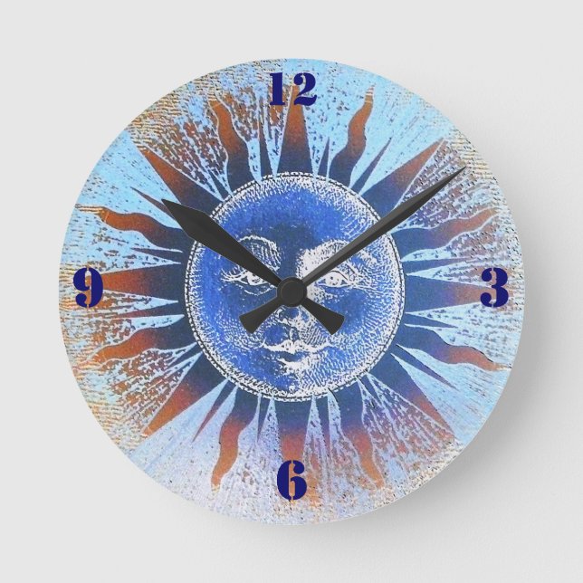 Sun face round clock (Front)