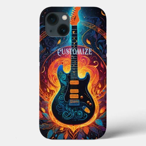 Sun Fire Electric Guitar iPhone 13 Case