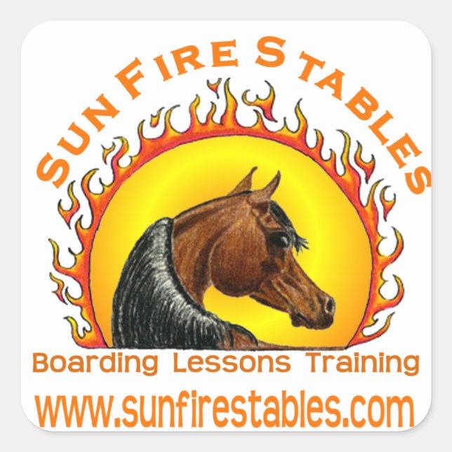 Sun Fire Stables Square Sticker (Front)