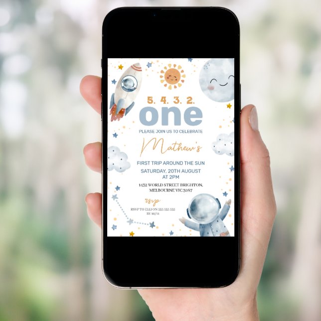 Sun First Trip Around the Sun Photo 1st Birthday  Invitation (Front Digital)