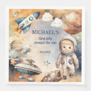 Sun First Trip Around the Sun Photo 1st Birthday  Paper Dinner Napkins