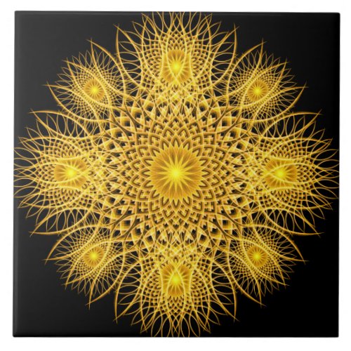 Sun Flake Mandala Ceramic Tile