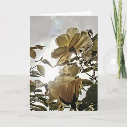Sun Flare Yellow Roses Blank Note Card
