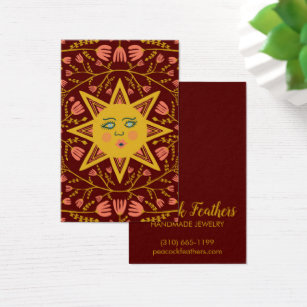 Sun & Floral Earring Necklace Jewelry Display Card