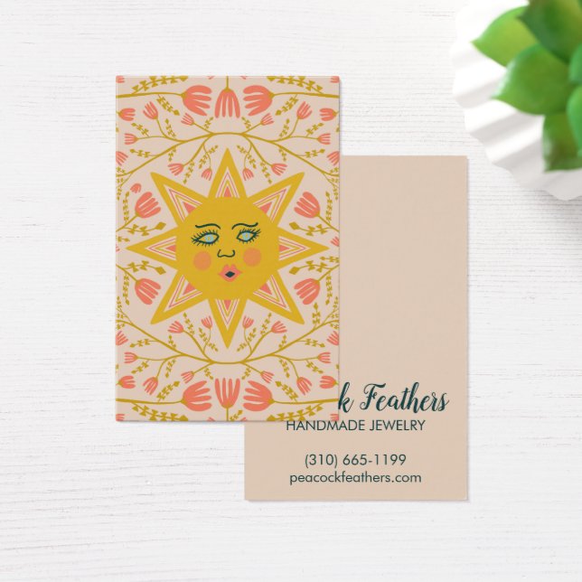 Sun & Floral Earring Necklace Jewelry Display Card (Desk)